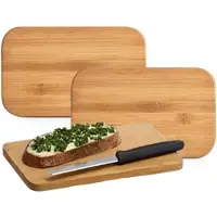 Zeller broodplankjes/snijplanken - 3x stuks - bamboe hout - 14 x 22 cm - rechthoek - ontbijten