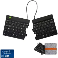 R-Go Tools R-Go Split Break - Ergonomisch Toetsenbord & Vilten Etui - Bluetooth - Break software - QWERTY US - Draadloos - Zwart