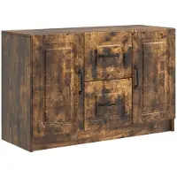 vidaXL Dressoir Gerookt eiken 89 x 34,5 x 57 cm Bewerkt hout