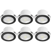 BES LED LED Veranda Spot Verlichting 6 Stuks - Brinton Glowix - 3W 260 lm 38D - Natuurlijk Wit 4000K - Inbouw - Rond - Zwart - Ø44mm Buitenmaat - Ø32mm Zaagmaat