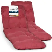 Beautissu Flair RL 2x – Ligbedkussen Tuinkussen Ligstoel – Zonnebed Kussen voor Tuin Meubelen 190x60x8 cm Rood