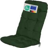 Beautissu Flair HL - Set van 8 Tuinkussen Hoge Rug - 120x50x8cm - Donkergroen - Tuinkussen in Matraskussen Kwaliteit