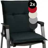 Beautissu Base NL – Set van 2 Tuinstoelkussens Lage Rug 100x50x6 cm Antraciet Kussen voor Tuinstoelen Zitkussen
