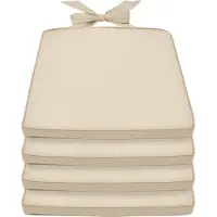 Beautissu Pia – Set van 4 Stoelkussen Buiten 45x40 cm – Creme – Zitkussen met Lint