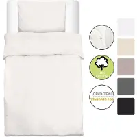 Beautissu 2-delig dekbedovertrek 155 x 220 cm Renforcé Julie - beddengoedset met kussensloop 80 x 80 cm - 2-delig katoenen beddengoed voor bed warm beddengoed wit