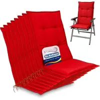 Beautissu Base HL Set 8x Tuinkussens Hoge Rug 120 x 50 x 6 cm Zitkussen Rood Kussen Tuinstoelkussen