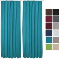 Beautissu Set van 2 Isolerende Gordijnen met Plooiband Amelie TK - Thermische Gordijnen Kant en Klaar Verduisterend 140x245cm Turquoise - Koude Bescherming & Warmte Isolerend