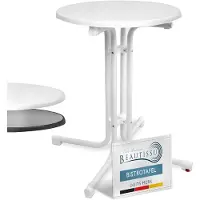 Beautissu Bistroni Bistrotafel Buiten Ø 60 cm - Waterdicht Opvouwbare Ronde Tuintafel Balkontafel - Campingtafel Hoge Tafel - Hoogte 70 cm - Wit