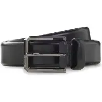 BOSS Riem van glad leer met gravure op bronzen gesp Maat 80