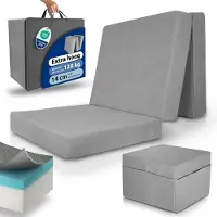Beautissu VS95 – Premium Opvouwbaar Matras XXL 120x200 cm inkl. Hoes – Extra Dik 14 cm Traagschuim Vouwmatras H3 – Wasbar Eenvoudig – Transport – Grijs