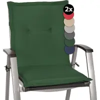 Beautissu Loft NL Set van 2 Tuinkussens Lage Rug 100x50x6 cm Kussen Groen Tuinstoelkussens Zitkussen Tuinstoel