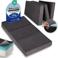 Beautissu VS95 – Premium Opvouwbaar Matras XXL 140x200cm – Extra Dik 14cm Traagschuim Vouwmatras H3 – Wasbar – Eenvoudig Transport – Antraciet