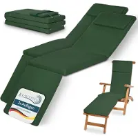 Beautissu 2x Set LoftLux DC tuinkussen voor deckchair 175 x 45 x 5 cm – ligbedkussen groen - tuinkussens hoge rug - kussen ligstoel