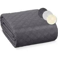Beautissu Olivia - Bedsprei 2 Persoons 220 x 240 cm Groot Bedovertrek Antraciet voor Boxspring Bed & Sofa