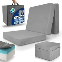 Beautissu VS95 – Premium Opvouwbaar Matras XL 90x200 cm inkl. Hoes – Extra Dik 14 cm Traagschuim Vouwmatras H3 – Wasbar Eenvoudig – Transport – Grijs