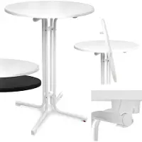 Beautissu Bellini Inklapbaar Statafel Rond 70 cm Wit Outdoor Tafel Weerbestendig Hittebestendigheid Eenvoudige Montage Voorgemonteerd