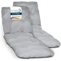 Beautissu Flair RL 2x – Ligbedkussen Tuinkussen Ligstoel – Zonnebed Kussen voor Tuin Meubelen 190x60x8 cm Grijs