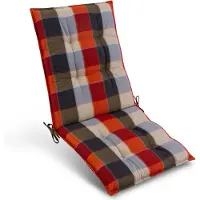 Beautissu Sun-NL – Premium Lage Rugleuning Kussen 100x50 cm – UV-bestendig & 8cm Dik Kussen Tuinstoelkussen Antislip Bevestigingsbanden – Stevige Stof Orange Beige Ruit