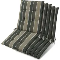 Beautissu Sun-NL – Set van 5 Premium Lage Rugleuning Kussen 100x50 cm - UV-bestendig & 8cm Dik Kussen Tuinstoelkussen Antislip Bevestigingsbanden – Stevige Stof Groen Gestreept