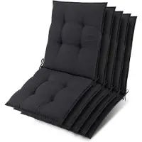 Beautissu Sun-NL – Set van 5 Premium Lage Rugleuning Kussen 100x50 cm - UV-bestendig & 8cm Dik Kussen Tuinstoelkussen Antislip Bevestigingsbanden – Stevige Stof Antraciet Gestreept