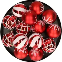 Atmosphera Feeric Christmas gedecoreerde kerstballen - 25x st - 6 cm - rood - kunststof