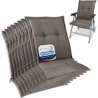 Beautissu HighLux NL – Set van 8 Tuinkussen Lage Rug Kussen 105x50x7cm – Outdoor Zitkussen voor Tuinstoel Taupe