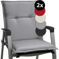 Beautissu Base NL – Set van 2 Tuinstoelkussens Lage Rug 100x50x6 cm Grijs voor Tuinstoelen Zitkussen