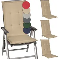 Beautissu Loft HL – Set van 4 Tuinkussens hoge Rug 120x50x6 cm Kussen Natuur Tuinstoelkussens Zitkussen Tuinstoel