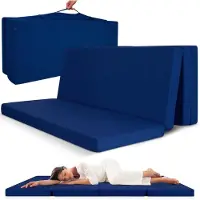 Beautissu Campix - opvouwbare matras 100x200 cm - reisbed matras & gastenmatras- zitblok opvouwbaar - rechthoekig in donkerblauw