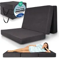 Beautissu VS95 – Premium Opvouwbaar Matras XXL 120x200cm – Extra Dik 14cm Traagschuim Vouwmatras H3 – Wasbar – Eenvoudig Transport – Antraciet