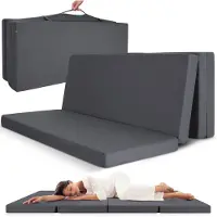Beautissu Campix - opvouwbare matras 120x195 cm - reisbed matras & gastenmatras- zitblok opvouwbaar - rechthoekig in antraciet