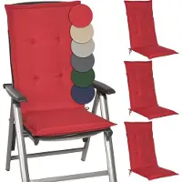 Beautissu Loft HL – Set van 4 Tuinkussens hoge Rug 120x50x6 cm Kussen Rood Tuinstoelkussens Zitkussen Tuinstoel
