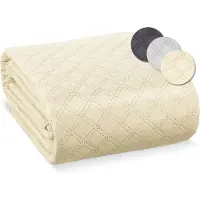 Beautissu Olivia - Bedsprei 2 Persoons 220 x 240 cm Groot Bedovertrek Creme voor Boxspring Bed & Sofa