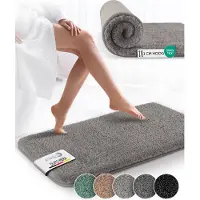 Beautissu BeauMare FL – Badmat Antislip 60x50 cm Grijs – Hoogpolig Tapijt – Voor Vloerverwarming – Zacht Badmat voor Douche Badkuip WC