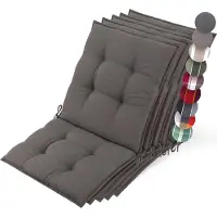 Beautissu Sun-NL – Set van 5 Premium Lage Rugleuning Kussen 100x50 cm - UV-bestendig & 8cm Dik Kussen Tuinstoelkussen Antislip Bevestigingsbanden – Stevige Stof Taupe