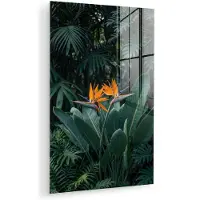 MuchoWow Glasschilderij 120x180 cm - Schilderij acrylglas - Paradijsvogel - Bloem - Exotisch - Foto op glas - Muurdecoratie woonkamer - Wanddecoratie slaapkamer - Schilderijen