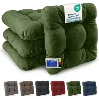 Beautissu HighLux SK – Set van 4 Premium Stoelkussen 40x40 cm Groen – Robuust Zitkussen UV-bestendig – 8 cm Dik – Indoor & Outdoor – Tuinkussen Balkon