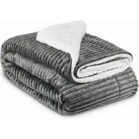 Beautissu Fleece Deken 220 x 240cm Elisa - Sherpa Deken extra zacht - Fleece Plaid Antraciet