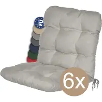 Beautissu Flair NL – Set van 6 Tuinkussen Lage Rug Grijs– 100x50 cm – Zitkussen Matraskussen voor Tuin Meubelen