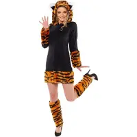 Amscan Tijger Jurk Met Capuchon Femke - Maat S