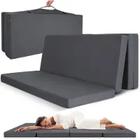 Beautissu Campix - opvouwbare matras 100x200 cm - reisbed matras & gastenmatras- zitblok opvouwbaar - rechthoekig in antraciet