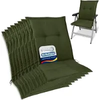 Beautissu HighLux NL – Set van 8 Tuinkussen Lage Rug Kussen 105x50x7cm – Outdoor Zitkussen voor Tuinstoel Donker Groen
