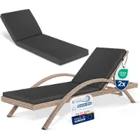 Beautissu QD-RL – Set van 2 Tuinkussen Liegstoel 190x60 cm – 100% Waterdicht – Ligbedkussen Weerbestendig – Sneldrogend – Wasbare Hoes – Antraciet