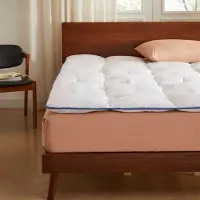 Casabel 160 x 190 cm Omwikkelbare Matrasbeschermer van ademend microvezel met blauwe bies