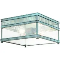 ELSTEAD Buiten plafondlamp Holborn, verdigris-finish dimbaar, groen, Messing, Antiek, plafondlamp
