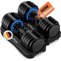 DH FitLife - Verstelbare Halters 2er Set - 12 kg (2,5-12 kg) - 10 Gewichtsniveaus - 10-in-1 - Inclusief Halterschijven