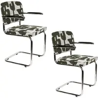 Zuiver Ridge Deco Symbols Eetkamerstoelen Armleuning Groen - Set van 2