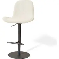Nolon Niva-Fé Draaibare Tulp Barkruk Rib Beige - Verstelbaar - Mat Zwart Onderstel - Scandinavisch - Stoffen - Barstoel
