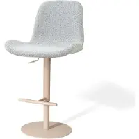 Nolon Niva-Fé Draaibare Tulp Barkruk Grijs Melange - Verstelbaar - Beige Onderstel - Barstoel - Japandi - Stoffen