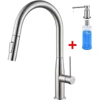 CECIPA MAX keukenmengkraan met Uittrekbare Handdouche - Met Zeepdispenser - Roestvrijstalen Keukenmengkraan - 360° Draaibaar - 2 Straalsoorten - Uitneembare Beluchter
